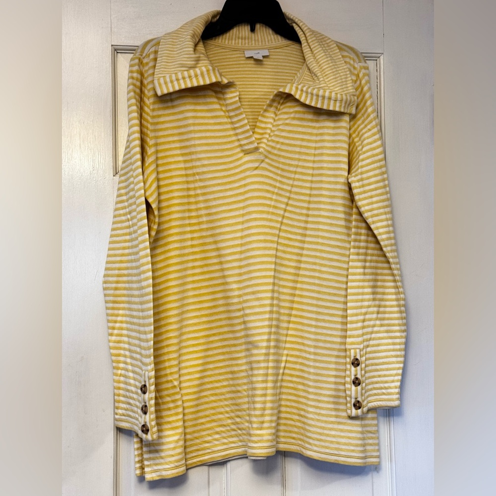 J. Jill Yellow and White Striped‎ Tunic